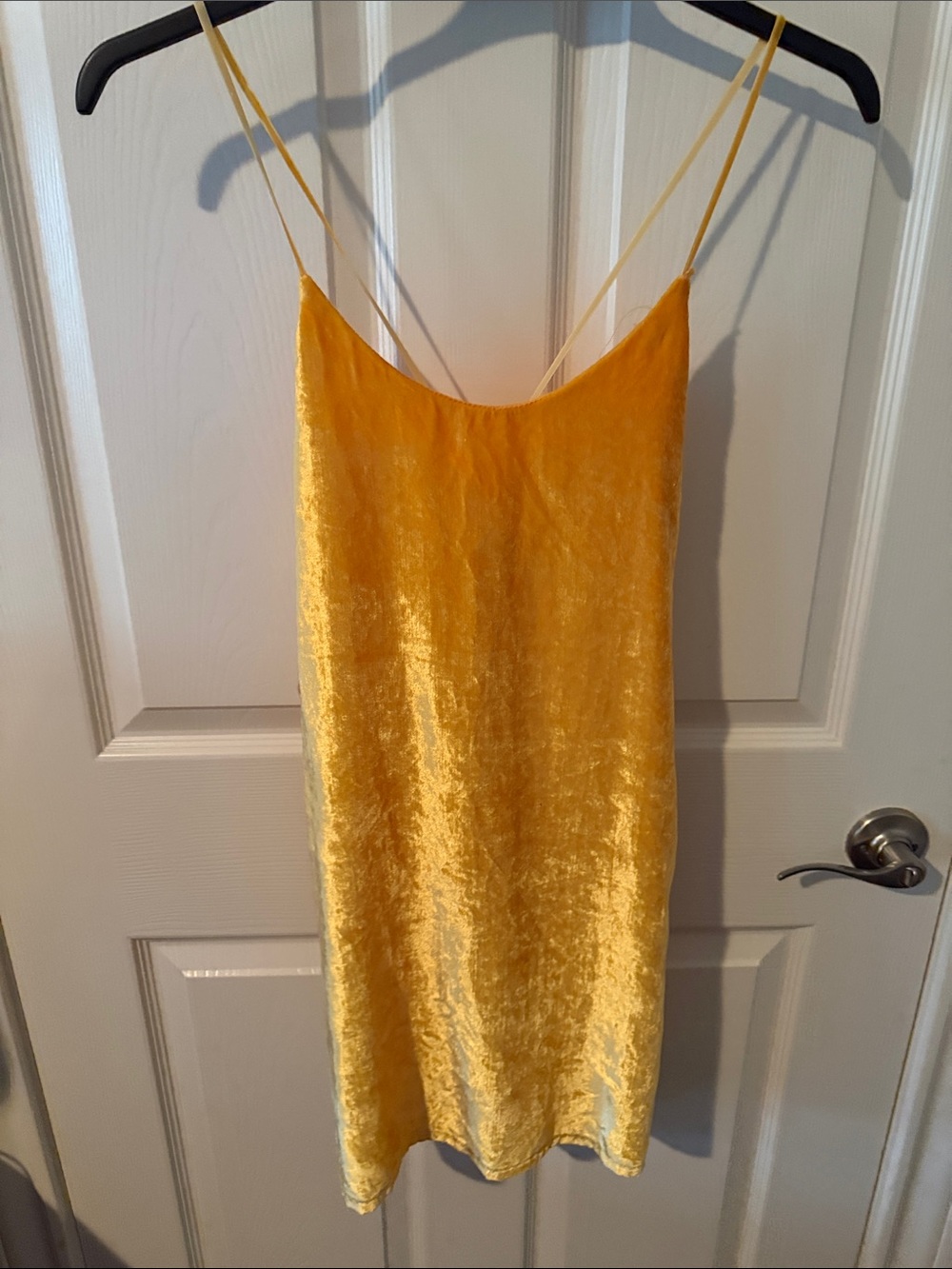Zara Golden Yellow Velvet Mini Slip Dress